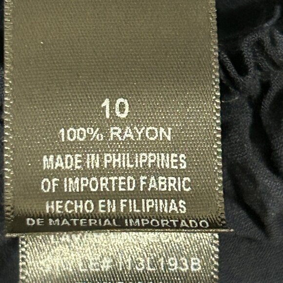 BISOU BISOU Dress Womens 10 Navy Mini Ruffle Strap Scoop Neck Elastic Waist - Picture 4 of 8